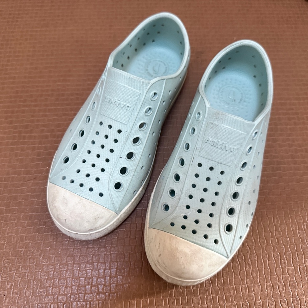 Native Kids Slip-On Water Shoes in Pale Blue with White Toe